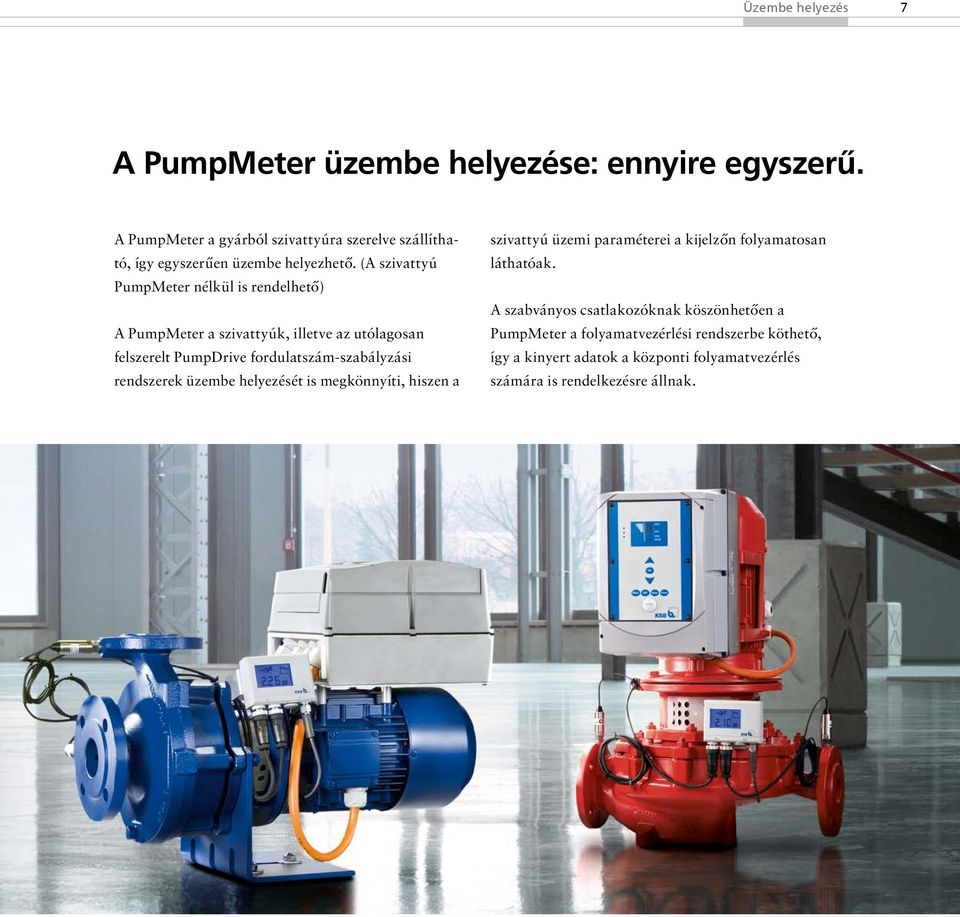 (A szivattyú PumpMeter nélkül is rendelhető) A PumpMeter a szivattyúk, illetve az utólagosan felszerelt PumpDrive fordulatszám-szabályzási