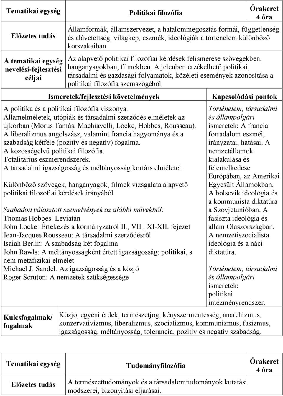 A jelenben érzékelhető politikai, társadalmi és gazdasági folyamatok, közéleti események azonosítása a politikai filozófia szemszögéből. A politika és a politikai filozófia viszonya.