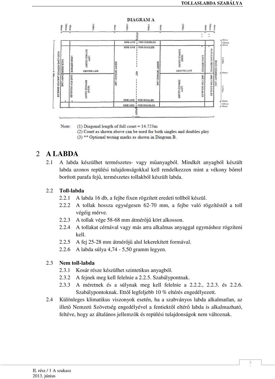 2 Toll-labda 2.2.1 A labda 16 db, a fejbe fixen rögzített eredeti tollból készül. 2.2.2 A tollak hossza egységesen 62-70 mm, a fejbe való rögzítéstıl a toll végéig mérve. 2.2.3 A tollak vége 58-68 mm átmérıjő kört alkosson.