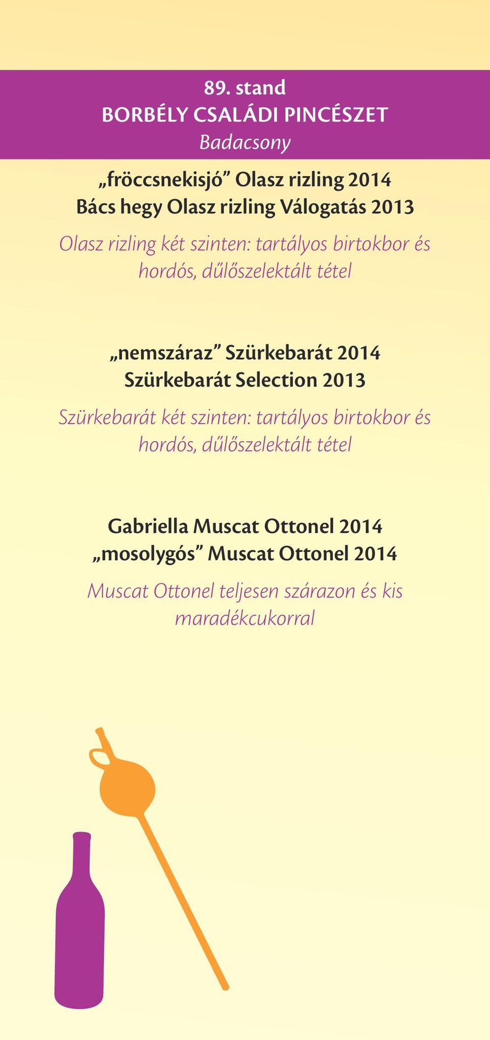 Szürkebarát 2014 Szürkebarát Selection 2013 Szürkebarát két szinten: tartályos birtokbor és hordós,