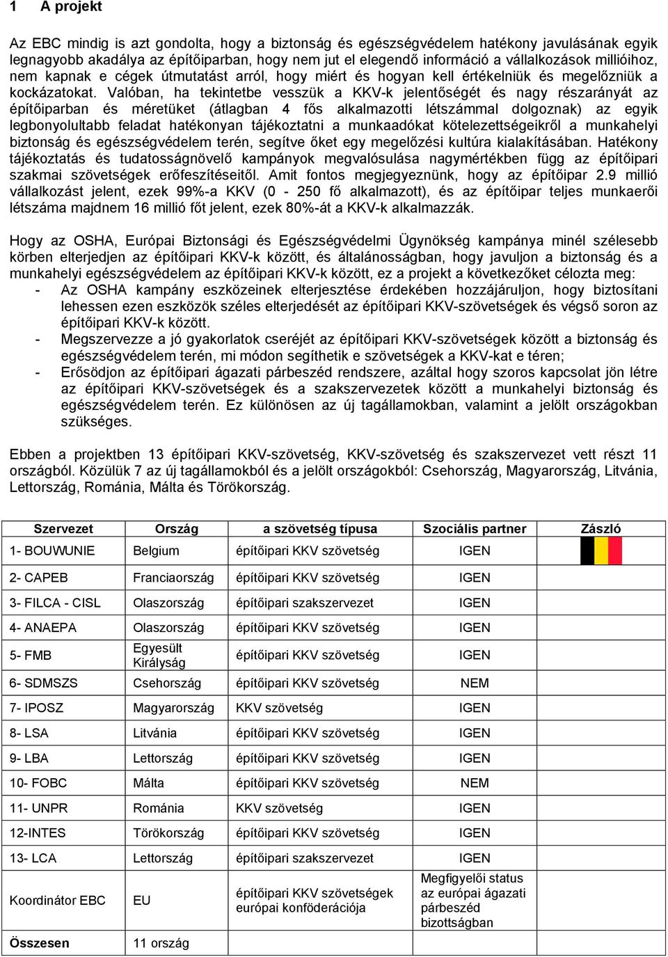 Valóban, ha tekintetbe vesszük a KKV-k jelentőségét és nagy részarányát az építőiparban és méretüket (átlagban 4 fős alkalmazotti létszámmal dolgoznak) az egyik legbonyolultabb feladat hatékonyan