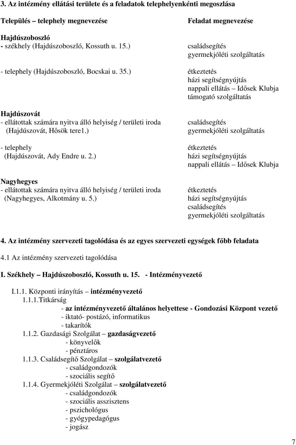 ) étkeztetés házi segítségnyújtás nappali ellátás Idősek Klubja támogató szolgáltatás Hajdúszovát - ellátottak számára nyitva álló helyiség / területi iroda családsegítés (Hajdúszovát, Hősök tere1.