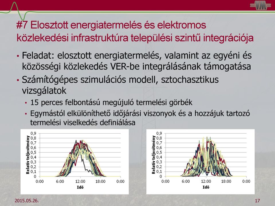 támogatása Számítógépes szimulációs modell, sztochasztikus vizsgálatok 15 perces felbontású megújuló