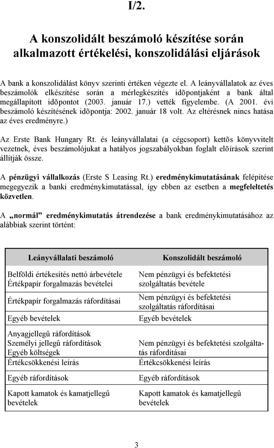 évi beszámoló készítésének idõpontja: 2002. január 18 volt. Az eltérésnek nincs hatása az éves eredményre.) Az Erste Bank Hungary Rt.