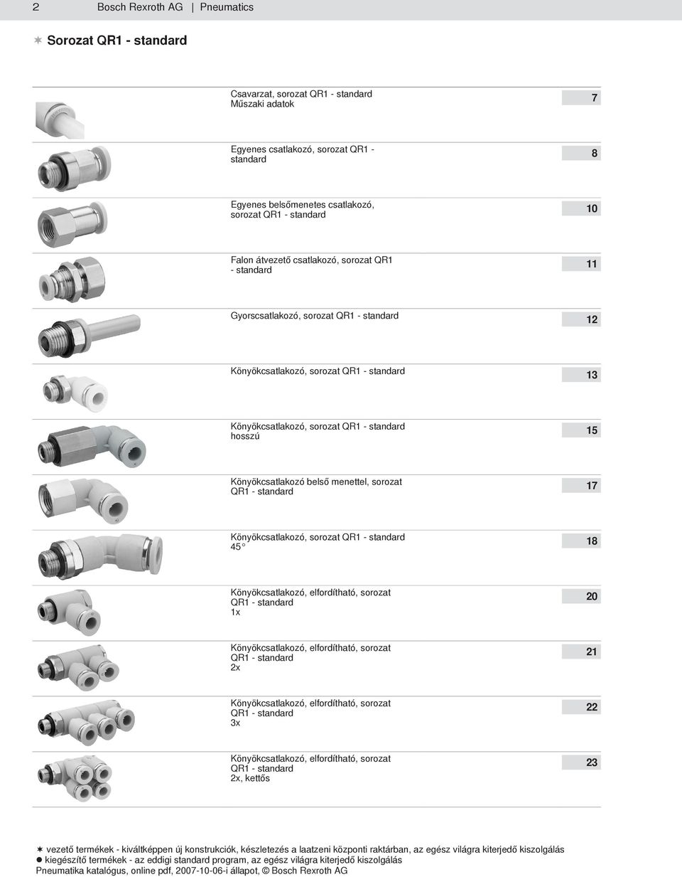 - standard hosszú 15 Könyökcsatlakozó belső menettel, sorozat QR1 - standard 17 Könyökcsatlakozó, sorozat QR1 - standard 45 18 Könyökcsatlakozó, elfordítható, sorozat QR1 - standard 1x 20