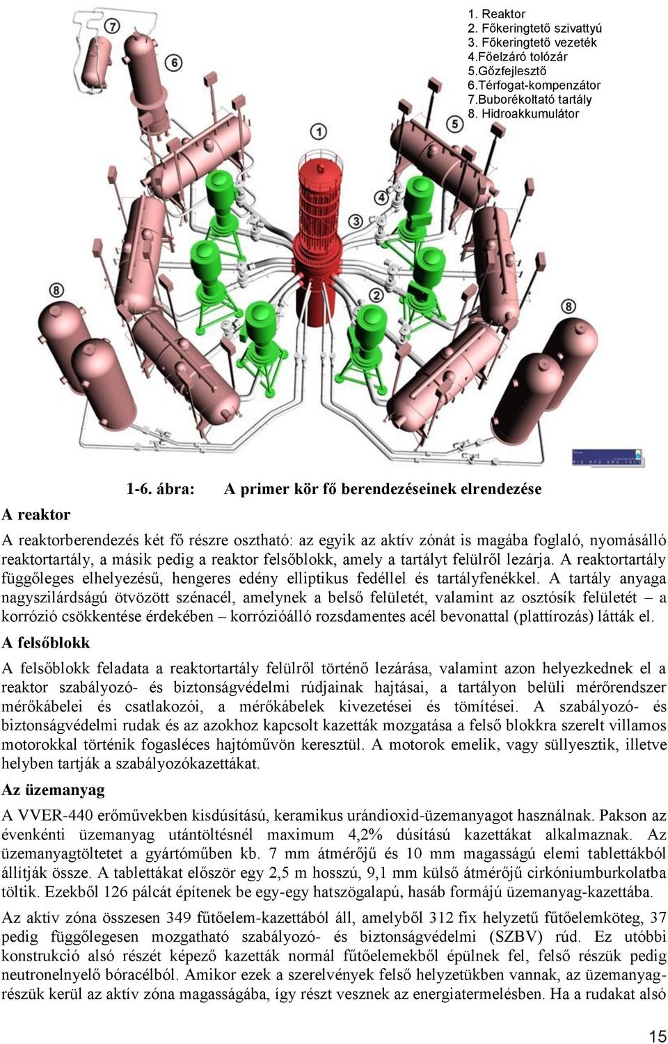 amely a tartályt felülről lezárja. A reaktortartály függőleges elhelyezésű, hengeres edény elliptikus fedéllel és tartályfenékkel.