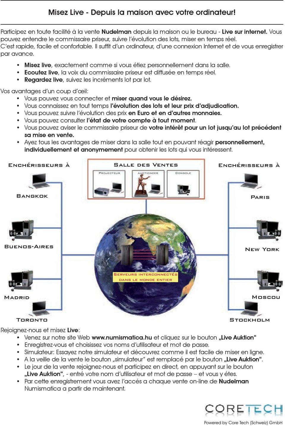 Il suffit d un ordinateur, d une connexion Internet et de vous enregistrer par avance. Misez live, exactement comme si vous étiez personnellement dans la salle.