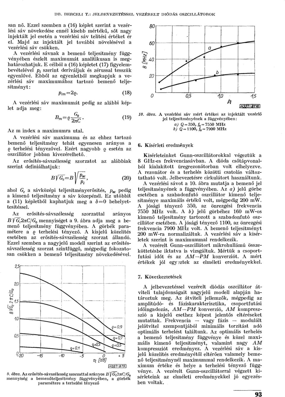 Majd az injektált jel további növelésével a vezérlési sáv csökken. A vezérlési sávnak a bemenő teljesítmény függvényében észlelt maximumát analitikusan is meghatározhatjuk.