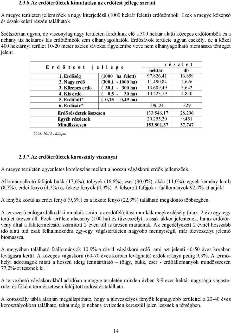 Erdősávok területe ugyan csekély, de a közel 400 hektárnyi terület 10-20 méter széles sávokat figyelembe véve nem elhanyagolható biomassza tömeget jelent.