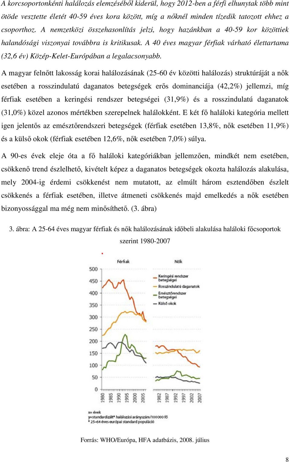 A 40 éves magyar férfiak várható élettartama (32,6 év) Közép-Kelet-Európában a legalacsonyabb.