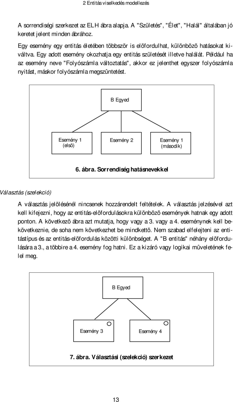 Például ha az esemény neve "Folyószámla változtatás", akkor ez jelenthet egyszer folyószámla nyitást, máskor folyószámla megszûntetést. B Egyed Esemény 1 Esemény 2 Esemény 1 (elsõ) (második) 6. ábra.