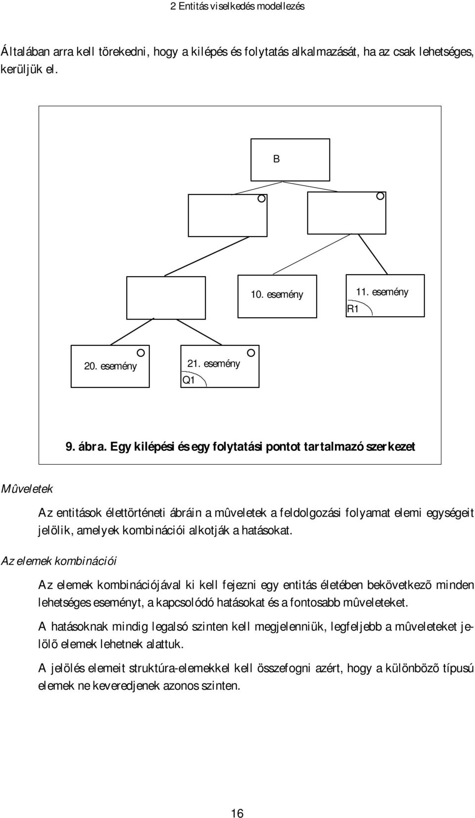 a hatásokat. Az elemek kombinációi Az elemek kombinációjával ki kell fejezni egy entitás életében bekövetkezõ minden lehetséges eseményt, a kapcsolódó hatásokat és a fontosabb mûveleteket.