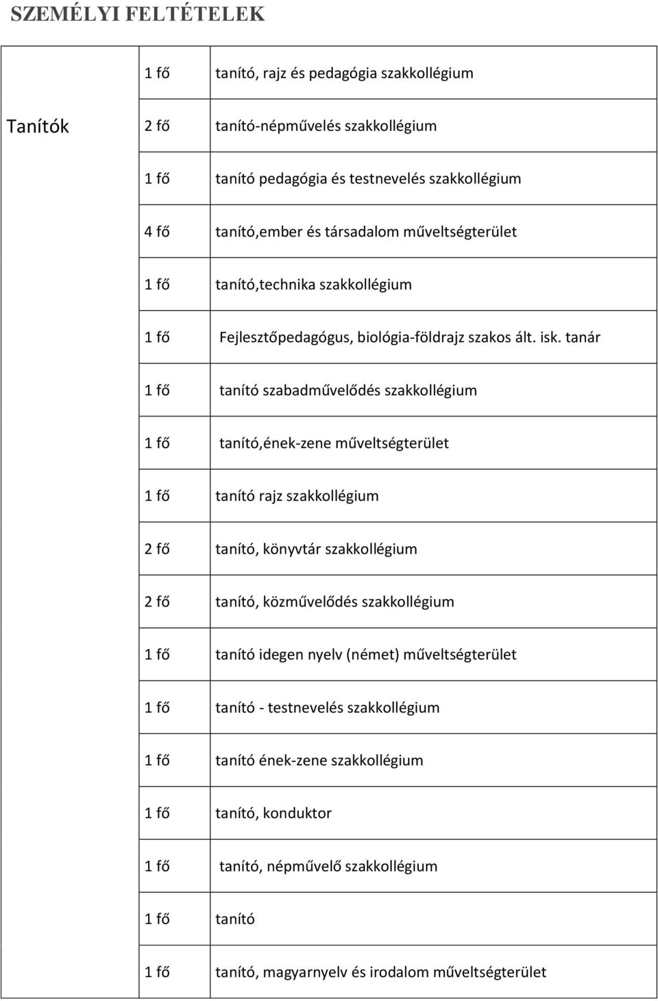 tanár tanító szabadművelődés szakkollégium tanító,ének-zene műveltségterület tanító rajz szakkollégium 2 fő tanító, könyvtár szakkollégium 2 fő tanító, közművelődés