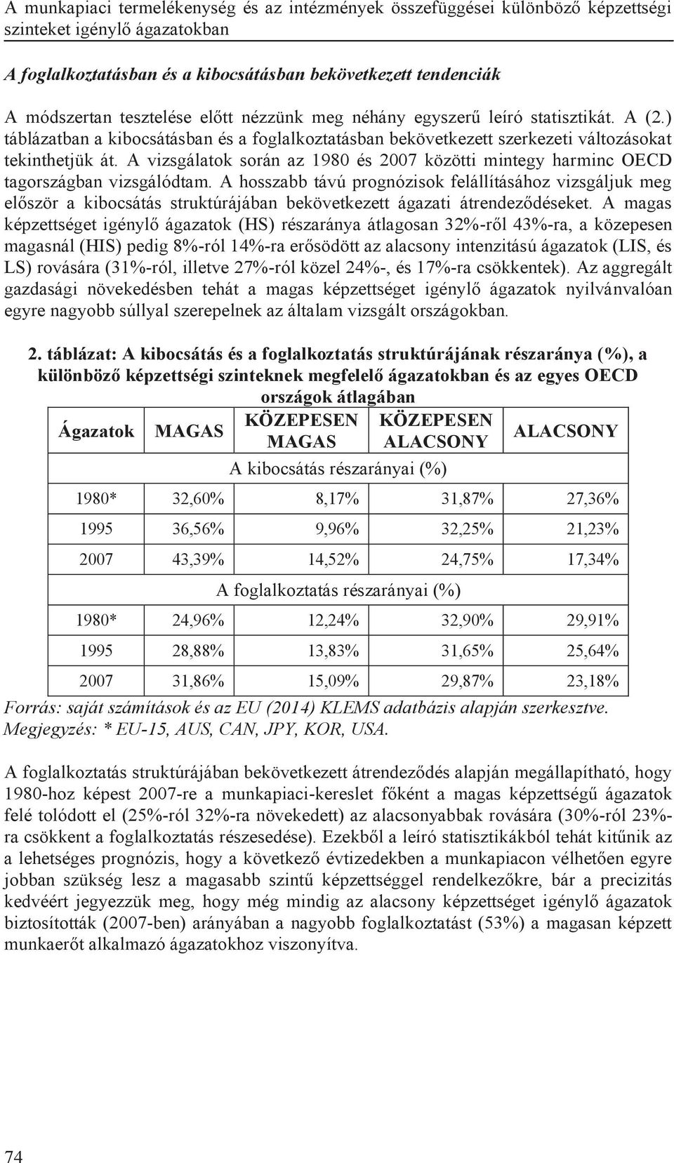 A vizsgálatok során az 1980 és 2007 közötti mintegy harminc OECD tagországban vizsgálódtam.