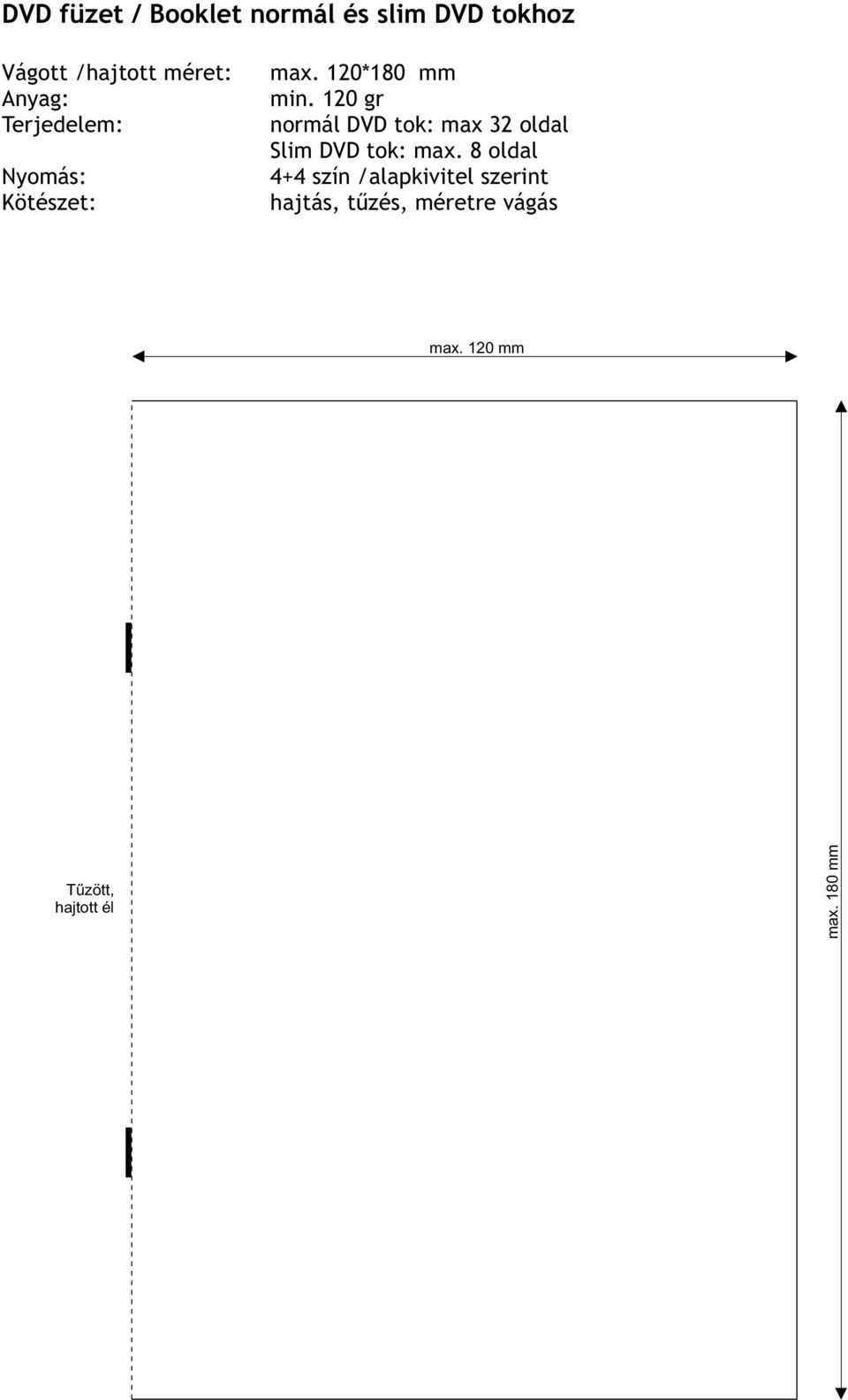 120 gr normál DVD tok: max 32 oldal Slim DVD tok: max.