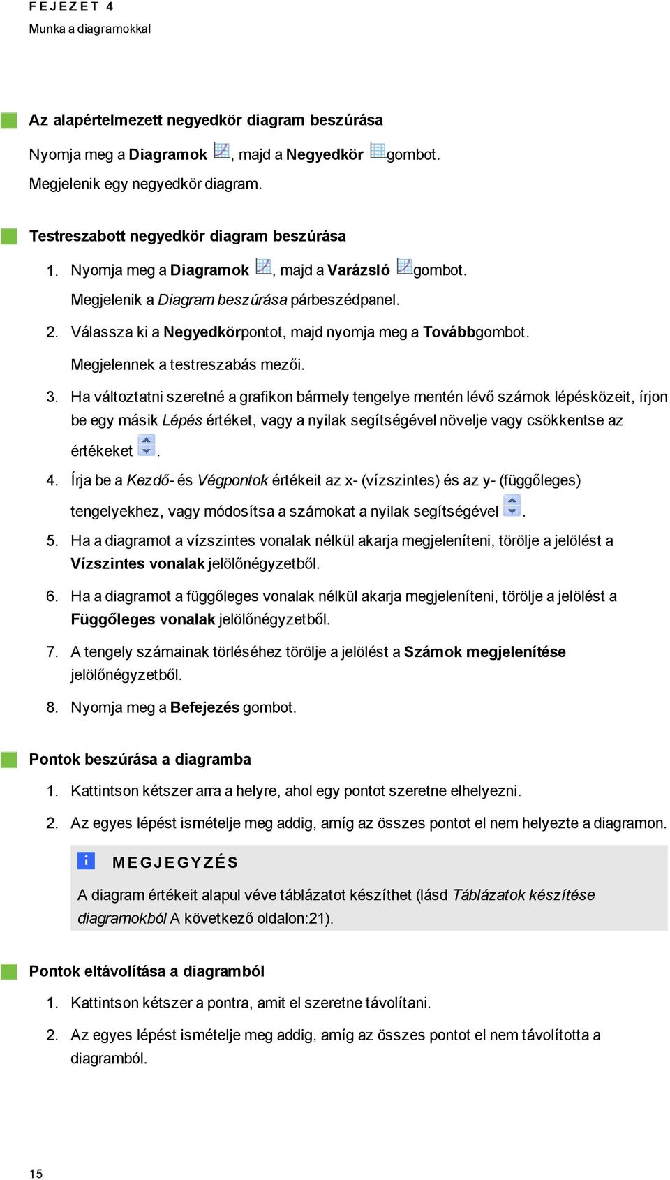 Ha változtatni szeretné a rafikon bármely tenelye mentén lévő számok lépésközeit, írjon be ey másik Lépés értéket, vay a nyilak seítséével növelje vay csökkentse az értékeket. 4.