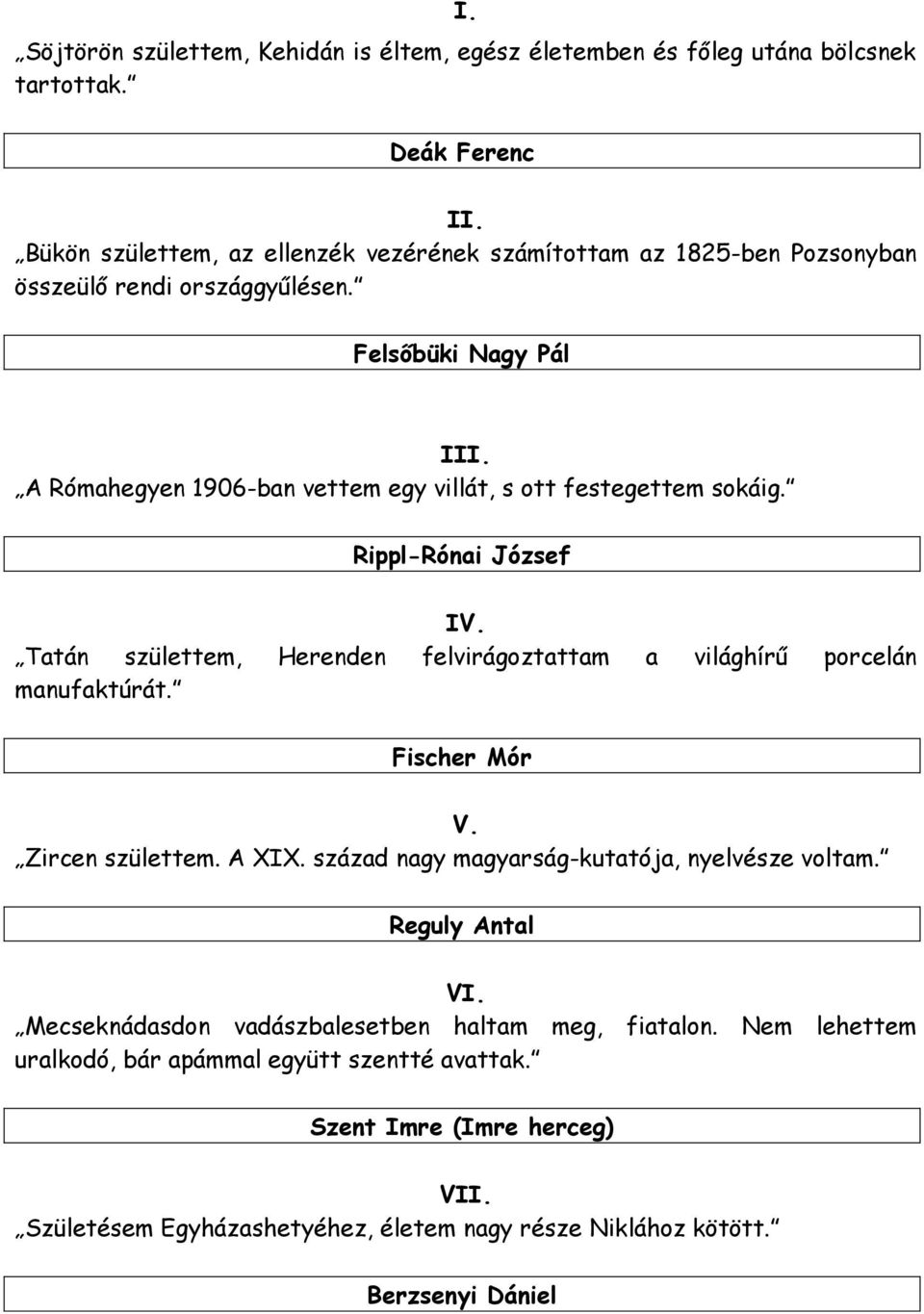 A Rómahegyen 1906-ban vettem egy villát, s ott festegettem sokáig. Rippl-Rónai József IV. Tatán születtem, Herenden felvirágoztattam a világhírű porcelán manufaktúrát. Fischer Mór V.