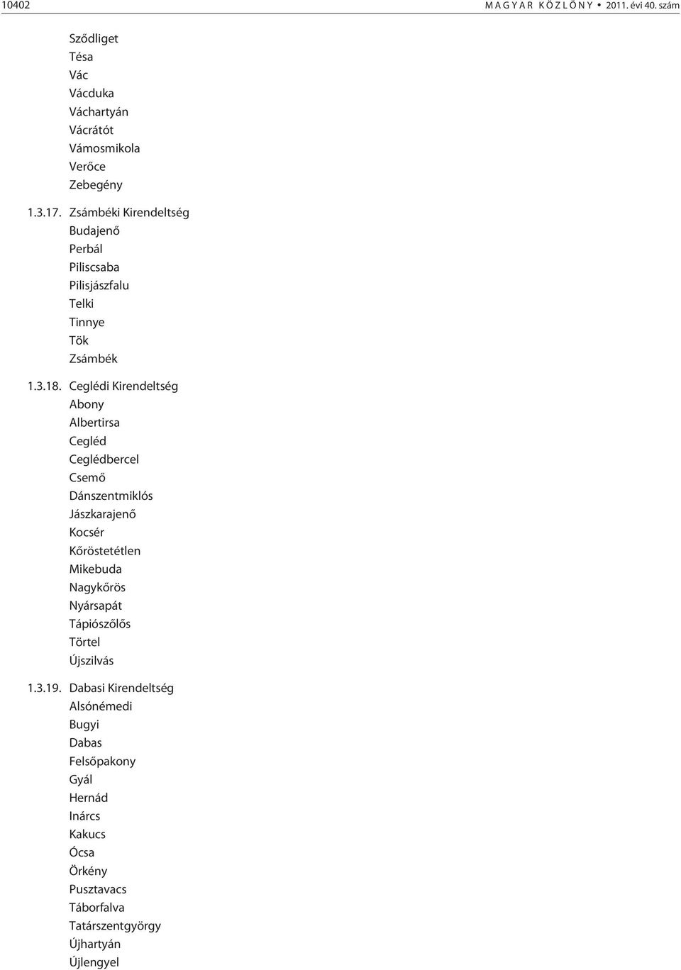 Ceglédi Kirendeltség Abony Albertirsa Cegléd Ceglédbercel Csemõ Dánszentmiklós Jászkarajenõ Kocsér Kõröstetétlen Mikebuda Nagykõrös