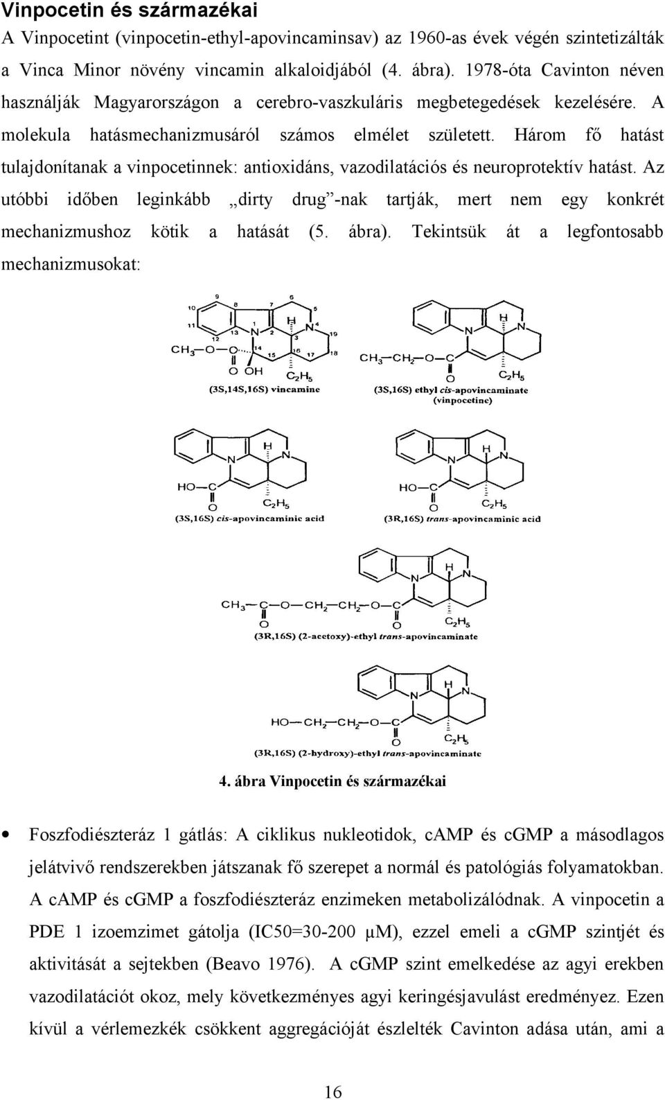 Három fő hatást tulajdonítanak a vinpocetinnek: antioxidáns, vazodilatációs és neuroprotektív hatást. Az utóbbi időben leginkább mechanizmushoz kötik a dirty hatását drug -nak (5. tartják, ábra).