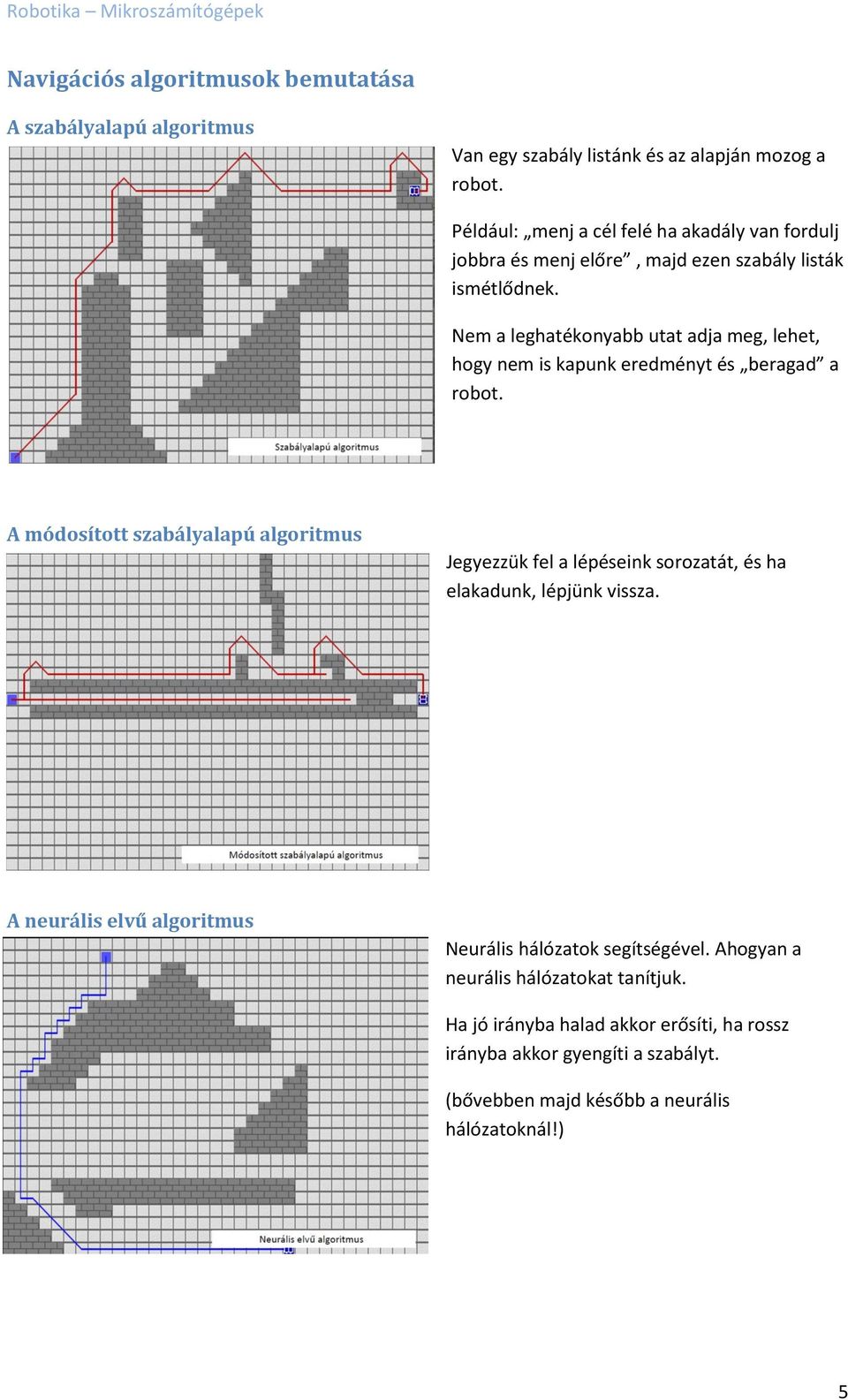 Nem a leghatékonyabb utat adja meg, lehet, hogy nem is kapunk eredményt és beragad a robot.