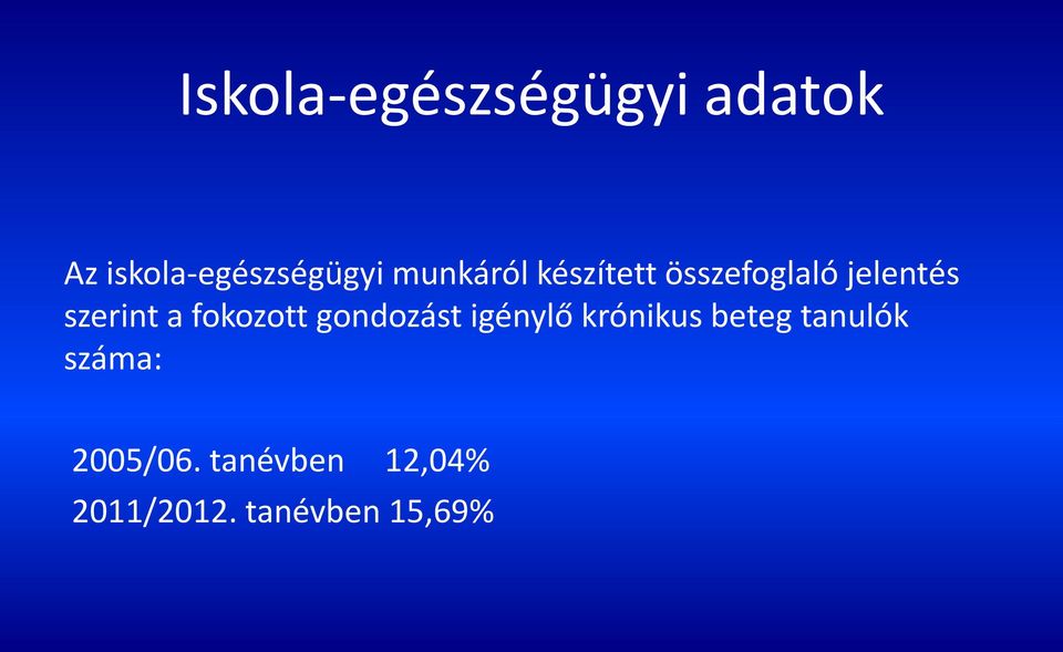 fokozott gondozást igénylő krónikus beteg tanulók