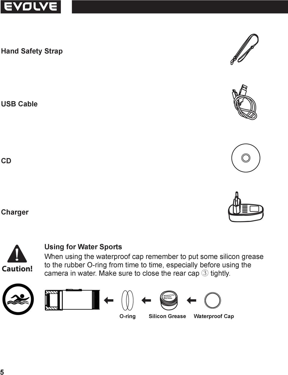 O-ring from time to time, especially before using the camera in water.