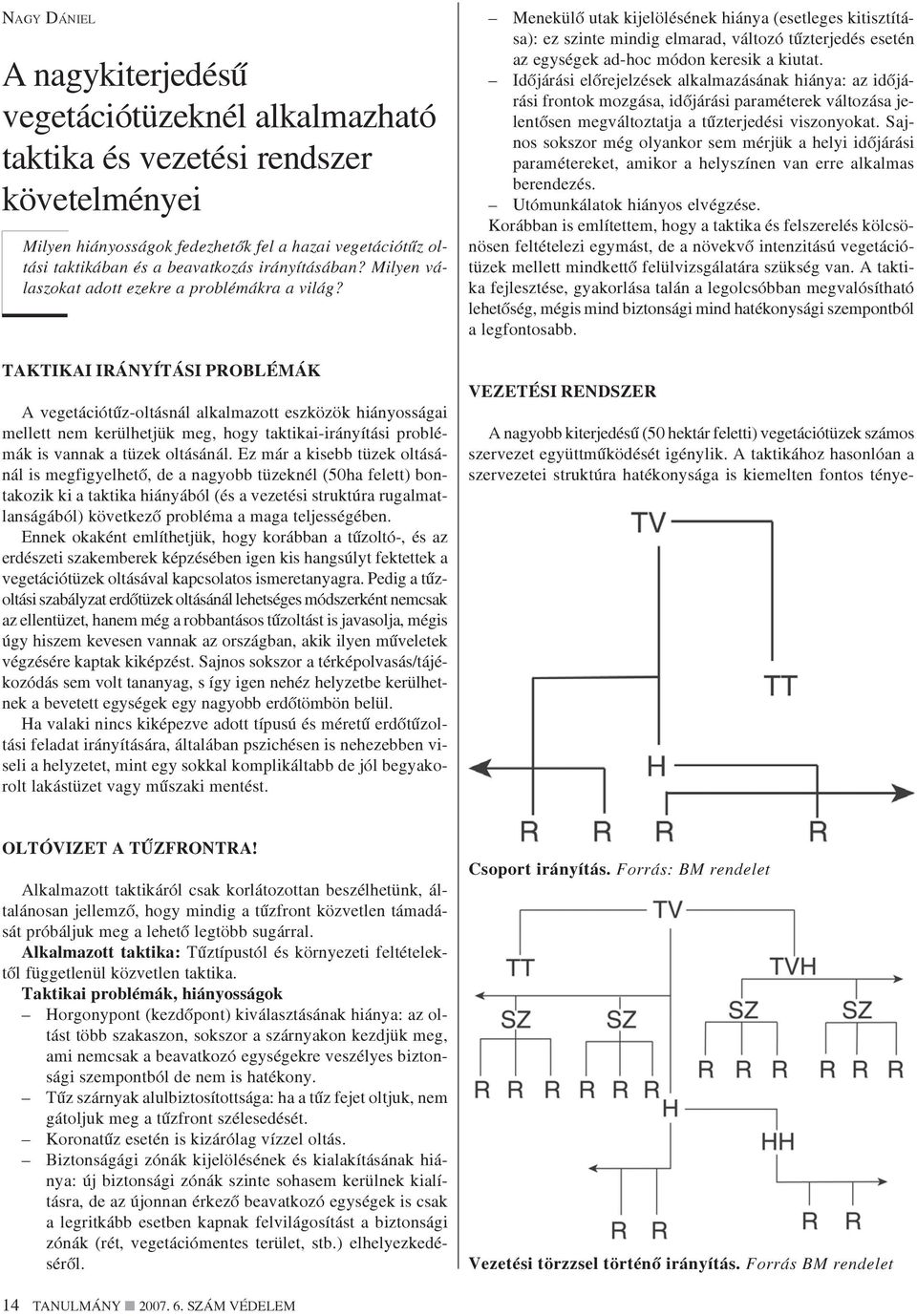 TAKTIKAI IRÁNYÍTÁSI PROBLÉMÁK A vegetációtûz-oltásnál alkalmazott eszközök hiányosságai mellett nem kerülhetjük meg, hogy taktikai-irányítási problémák is vannak a tüzek oltásánál.