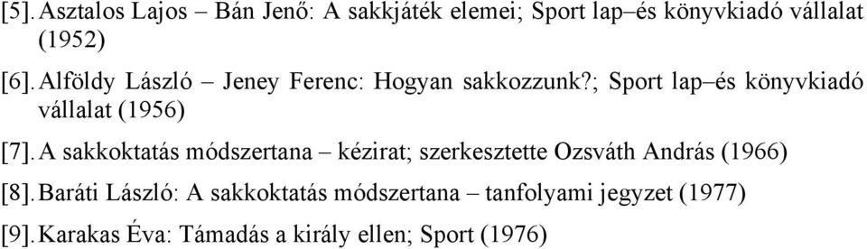 A sakkoktatás módszertana kézirat; szerkesztette Ozsváth András (1966) [8].