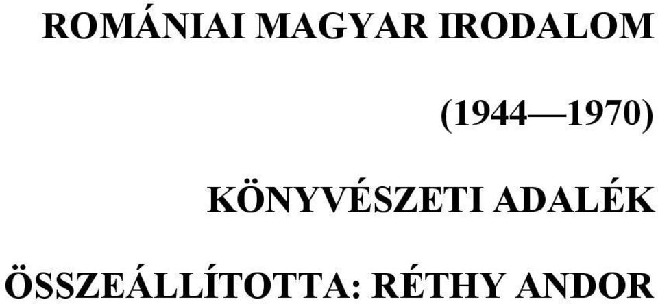 KÖNYVÉSZETI ADALÉK