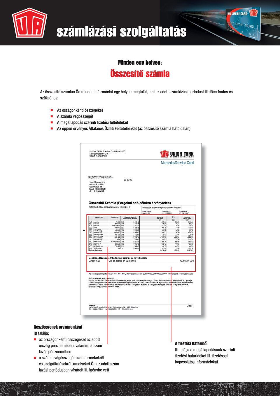 országonként Itt találja: az országonkénti összegeket az adott ország pénznemében, valamint a szám lázás pénznemében a számla végösszegét azon termékekről és szolgáltatásokról,