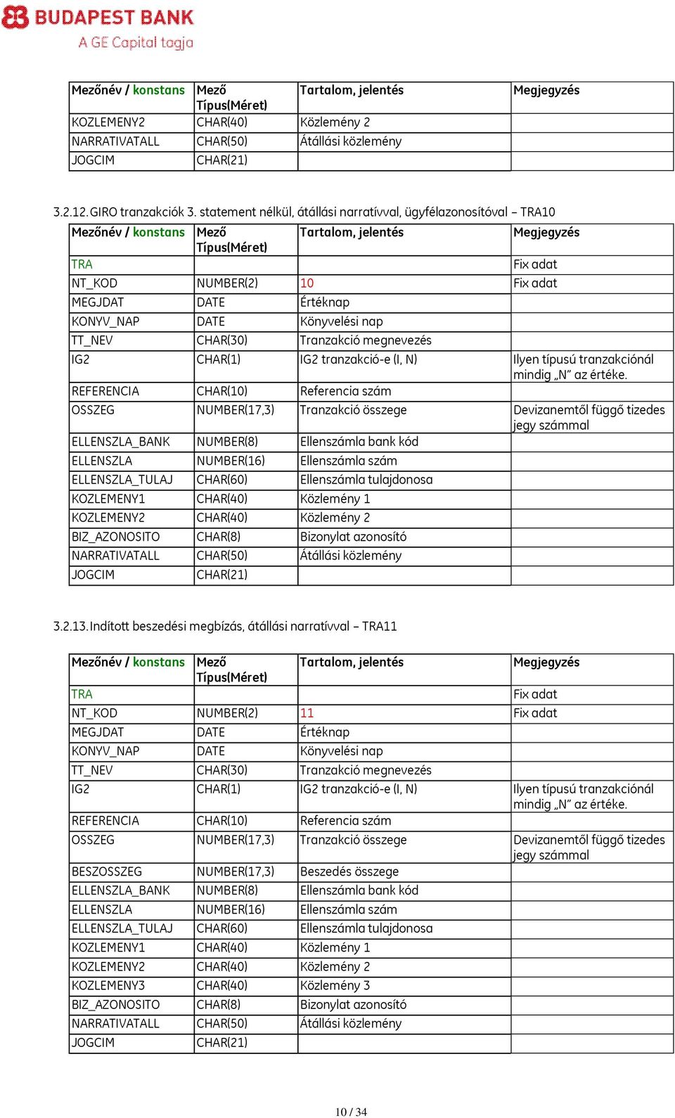 azonosító NARRATIVATALL CHAR(50) Átállási közlemény 3.2.13.