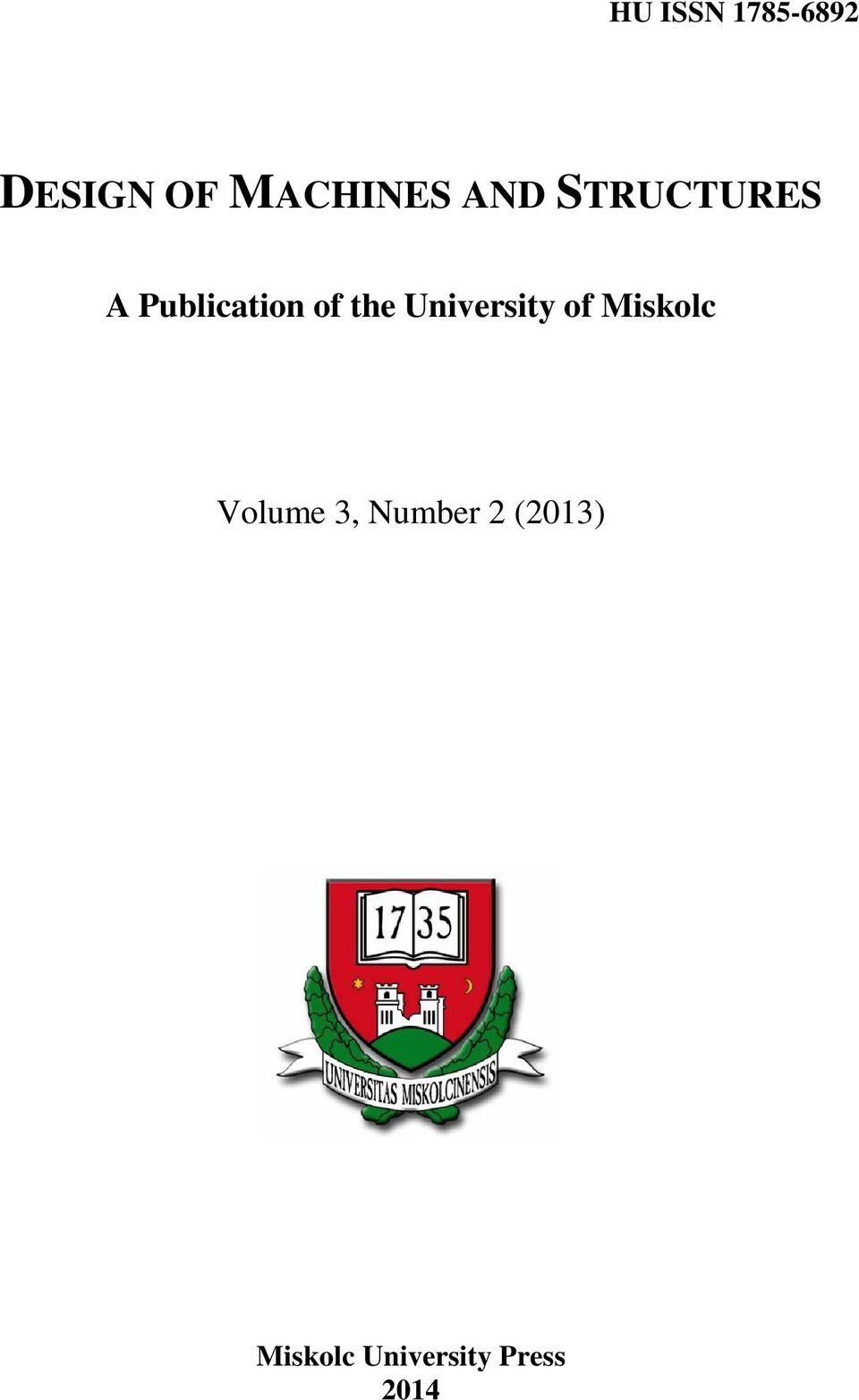 University of Miskolc Volume 3,