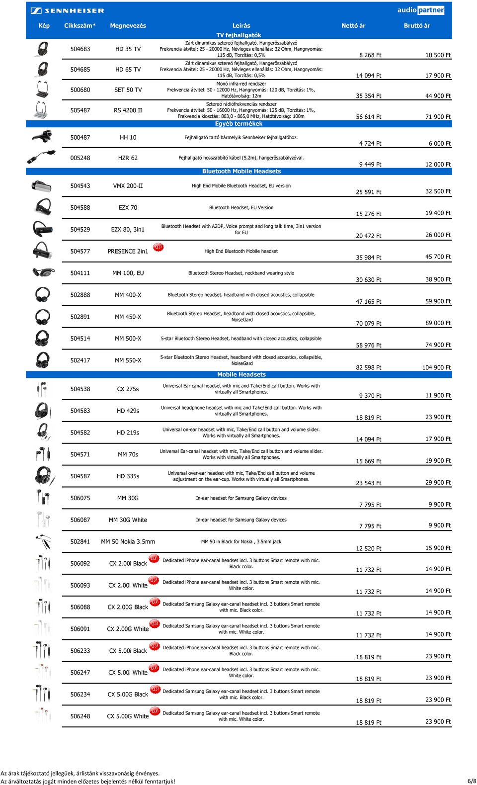 50-12000 Hz, Hangnyomás: 120 db, Torzítás: 1%, Hatótávolság: 12m 35 354 Ft 44 900 Ft Sztereó rádiófrekvenciás rendszer Frekvencia átvitel: 50-16000 Hz, Hangnyomás: 125 db, Torzítás: 1%, Frekvencia