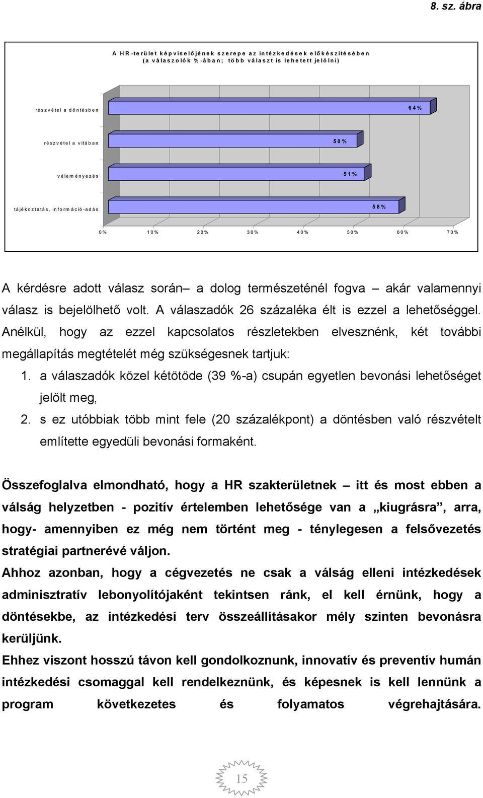 tájékoztatás, inform áció-adás 58% 0% 10% 20% 30% 40% 50% 60% 70% A kérdésre adott válasz során a dolog természeténél fogva akár valamennyi válasz is bejelölhető volt.