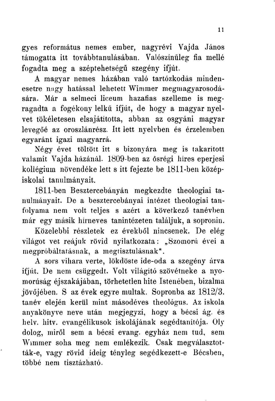 Már a selmeci líceum hazafias szelleme is megragadta a fogékony lelkű ifjút, de hogy a magyar nyelvet tökéletesen elsajátította, abban az osgyáni magyar levegőé az oroszlánrész.