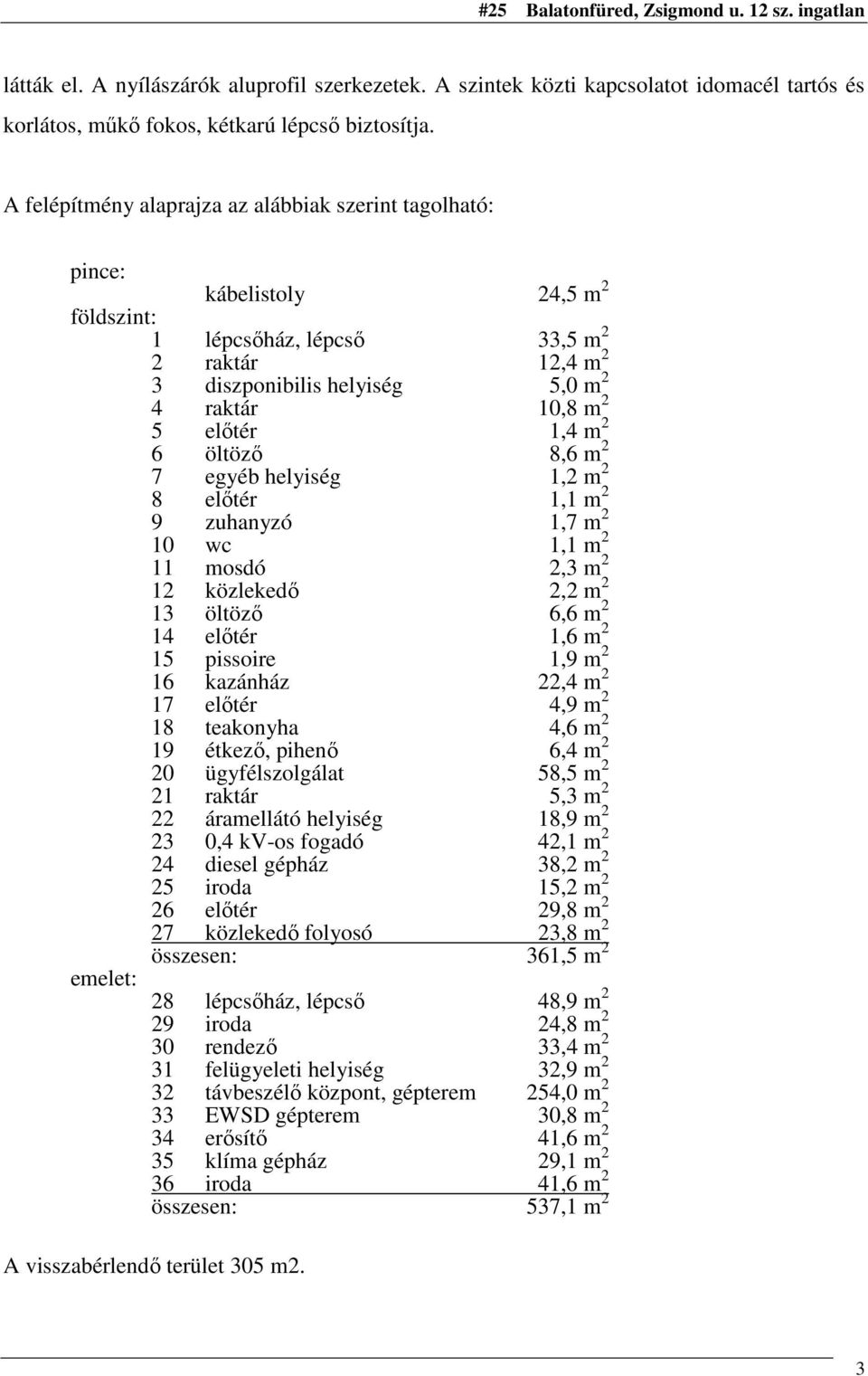 öltözı 8,6 m 7 egyéb helyiség 1, m 8 elıtér 1,1 m 9 zuhanyzó 1,7 m 10 wc 1,1 m 11 mosdó,3 m 1 közlekedı, m 13 öltözı 6,6 m 14 elıtér 1,6 m 15 pissoire 1,9 m 16 kazánház,4 m 17 elıtér 4,9 m 18