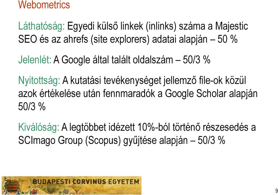 kutatási tevékenységet jellemző file-ok közül azok értékelése után fennmaradók a Google Scholar