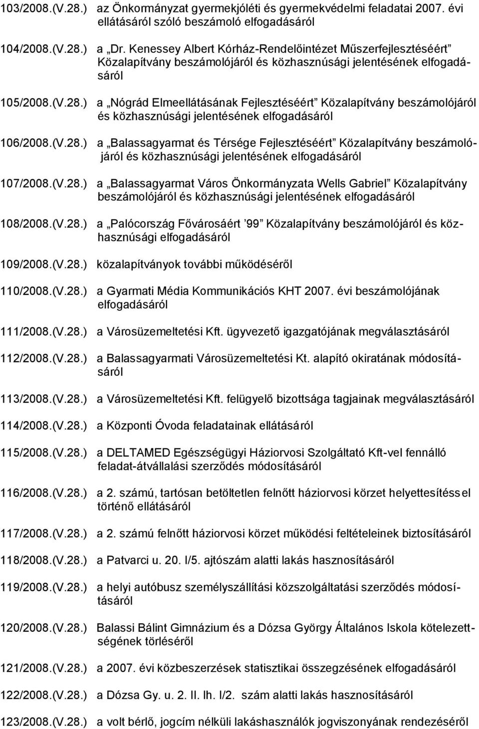 ) a Nógrád Elmeellátásának Fejlesztéséért Közalapítvány beszámolójáról és közhasznúsági jelentésének elfogadásáról 106/2008.(V.28.