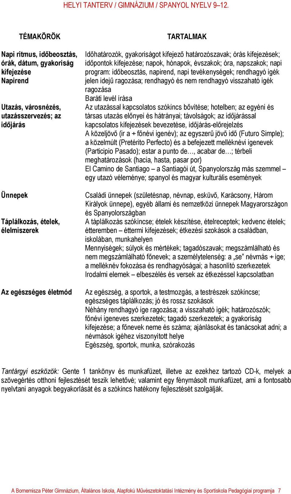 tevékenységek; rendhagyó igék jelen idejű ragozása; rendhagyó és nem rendhagyó visszaható igék ragozása Baráti levél írása Az utazással kapcsolatos szókincs bővítése; hotelben; az egyéni és társas