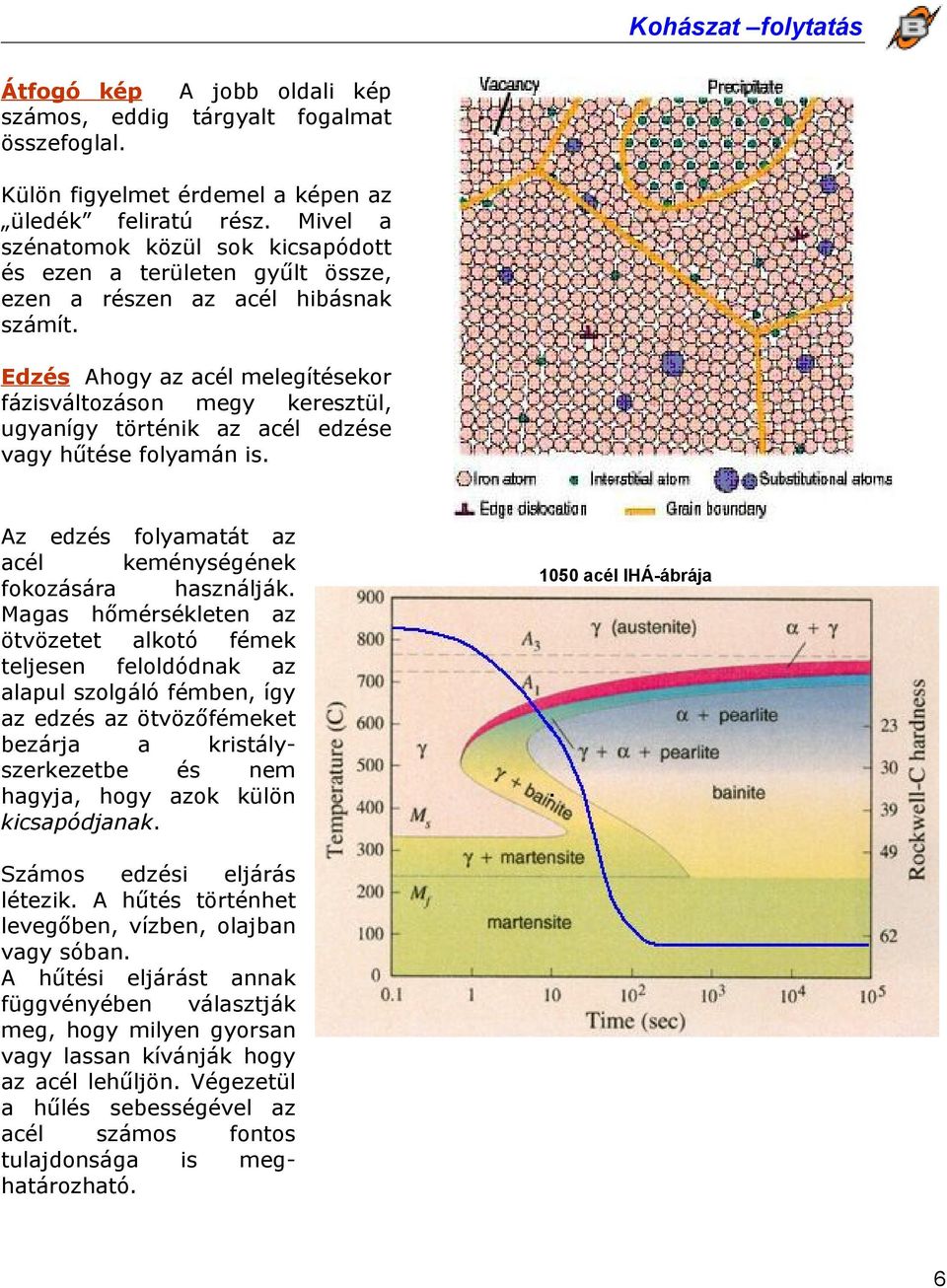 Edzés Ahogy z cél melegítésekor fázisváltozáson megy keresztül, ugynígy történik z cél edzése vgy hűtése folymán is. Az edzés folymtát z cél keménységének fokozásár hsználják.