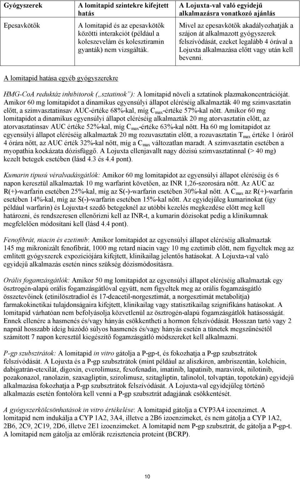 vagy után kell bevenni. A lomitapid hatása egyéb gyógyszerekre HMG-CoA reduktáz inhibitorok ( sztatinok ): A lomitapid növeli a sztatinok plazmakoncentrációját.