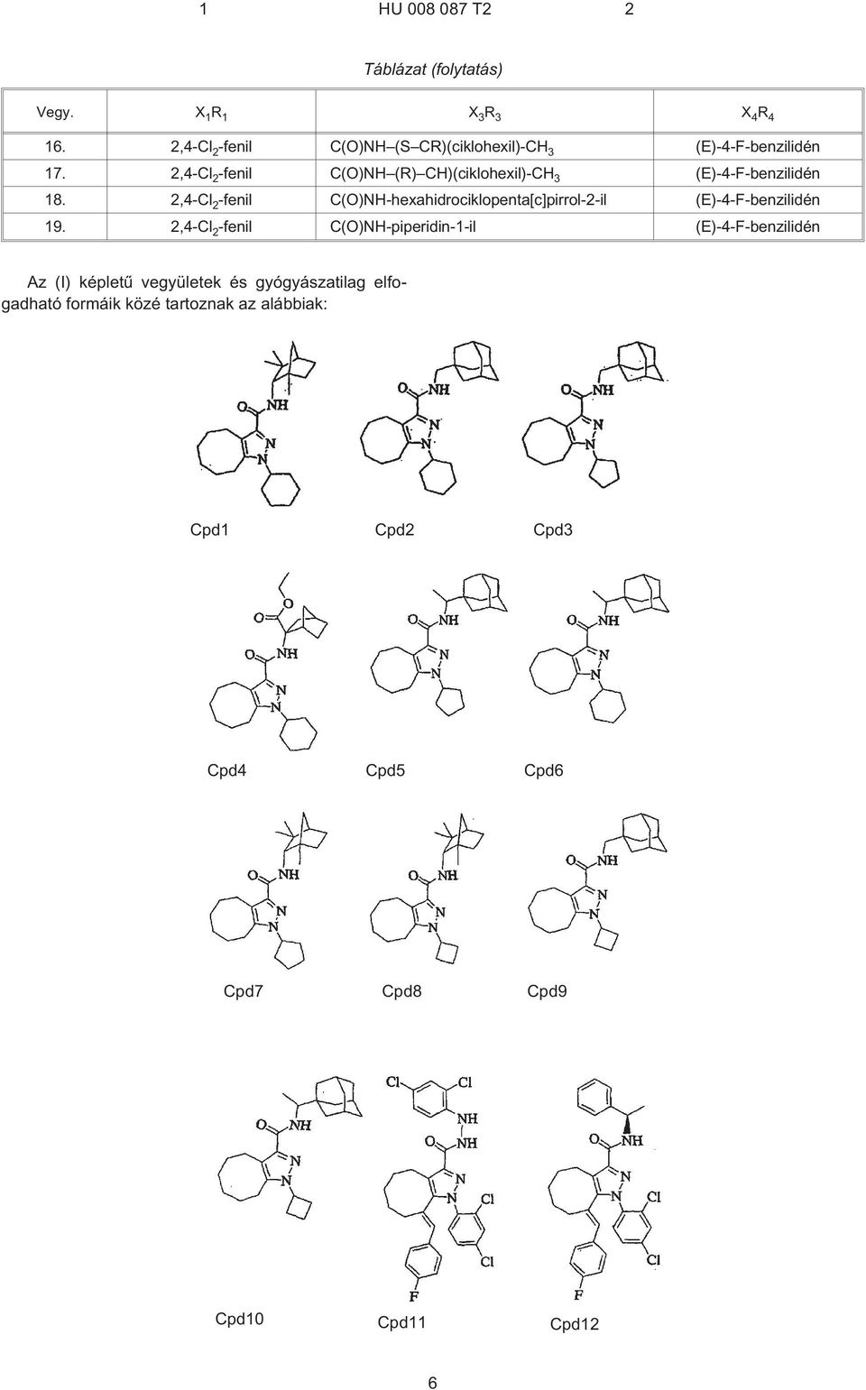 2,4-Cl 2 -fenil C(O)NH (R) CH)(ciklohexil)-CH 3 (E)-4-F-benzilidén 18.