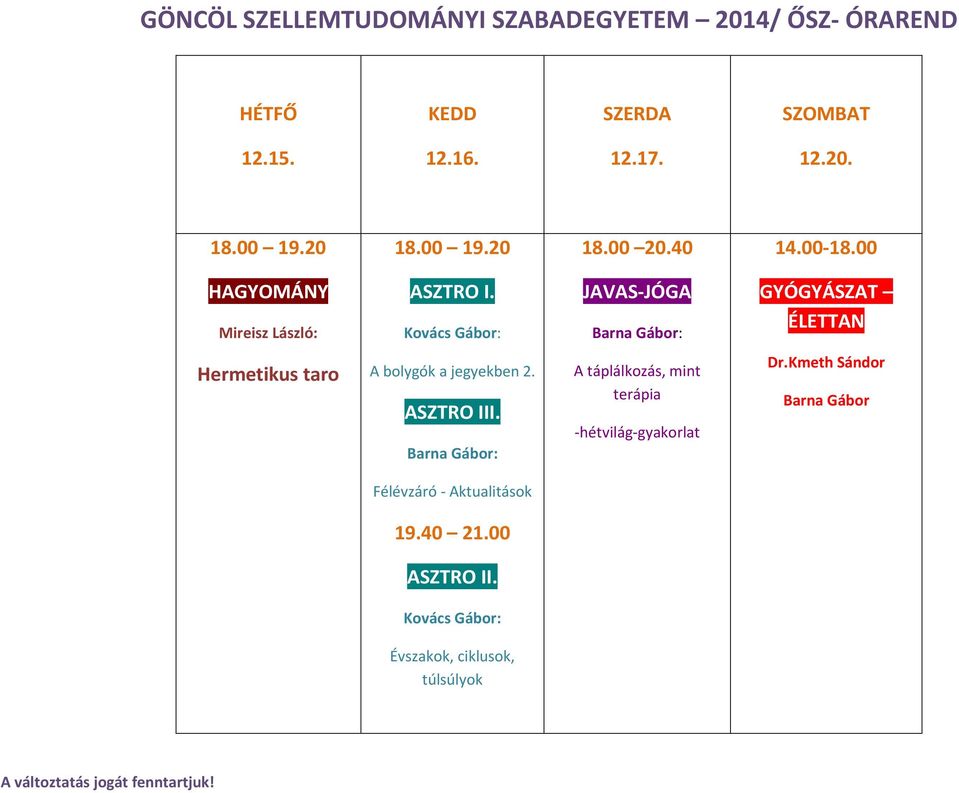 00 GYÓGYÁSZAT ÉLETTAN A bolygók a jegyekben 2.