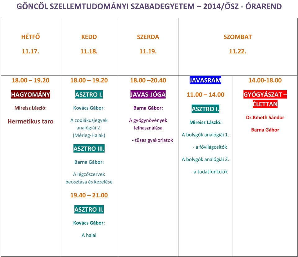 (Mérleg-Halak) A gyógynövények felhasználása - tüzes gyakorlatok 11.00 14.