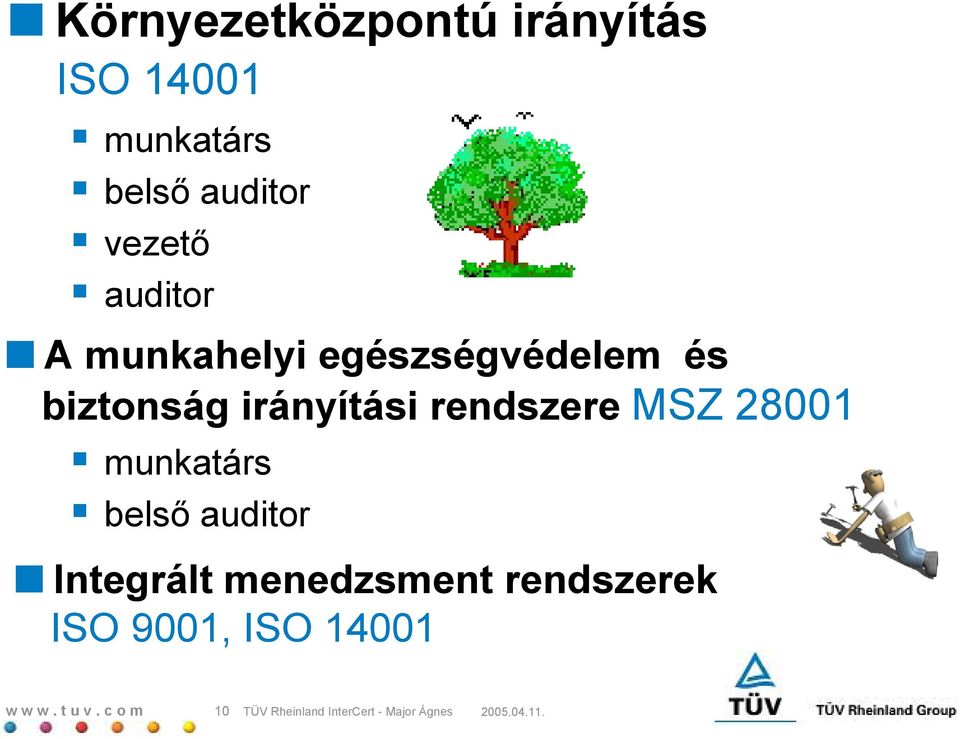 irányítási rendszere MSZ 28001 munkatárs bels auditor Integrált