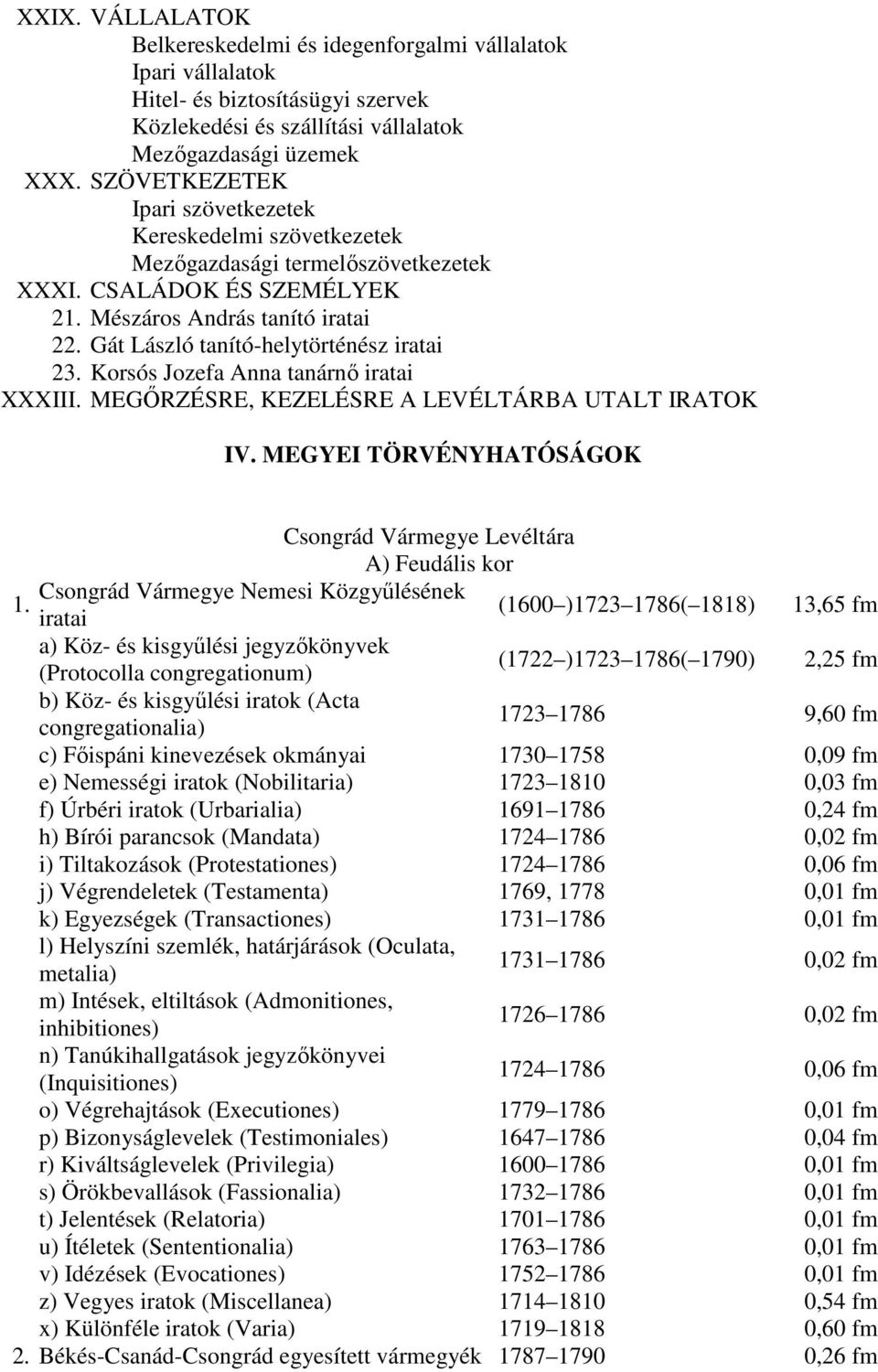 Korsós Jozefa Anna tanárnı XXXIII. MEGİRZÉSRE, KEZELÉSRE A LEVÉLTÁRBA UTALT IRATOK IV. MEGYEI TÖRVÉNYHATÓSÁGOK Csongrád Vármegye Levéltára A) Feudális kor Csongrád Vármegye Nemesi Közgyőlésének 1.