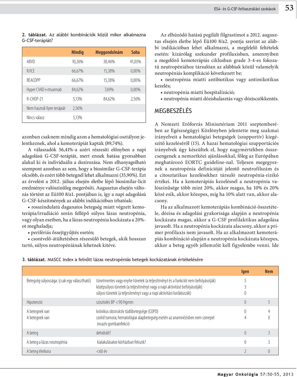 terápiát 2,56% Nincs válasz 5,13% azonban csaknem mindig azon a hematológiai osztályon jelentkeznek, ahol a kemoterápiát kapták (89,74%).