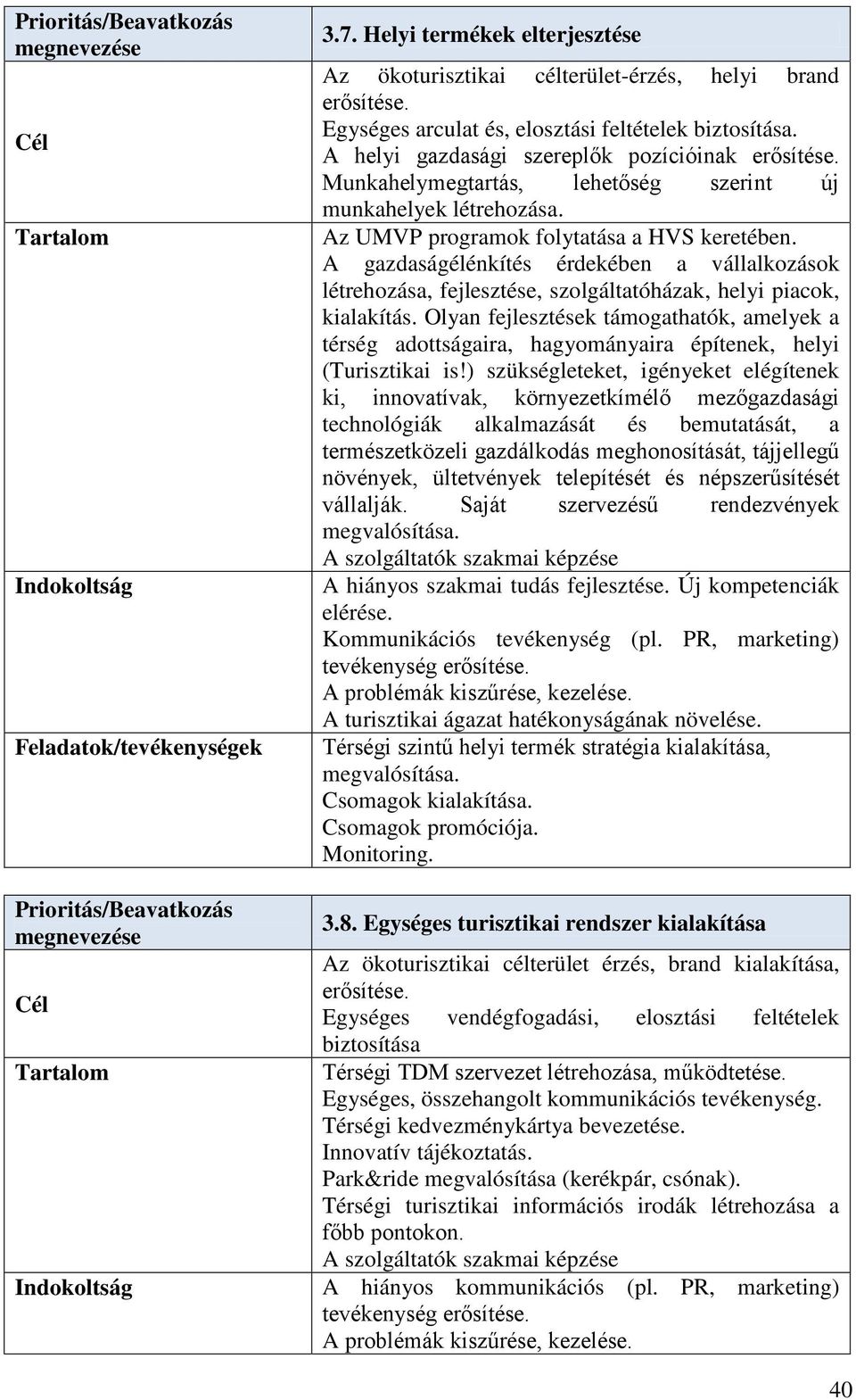 Munkahelymegtartás, lehetőség szerint új munkahelyek létrehozása. Az UMVP programok folytatása a HVS keretében.