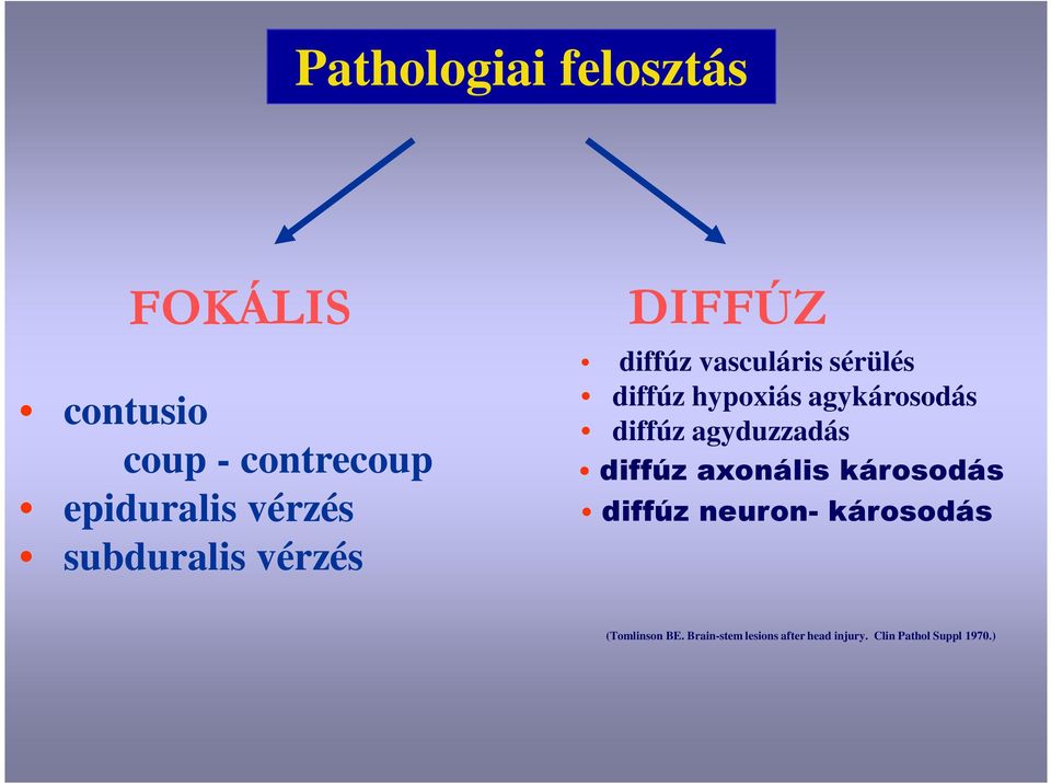 agykárosodás diffúz agyduzzadás diffúz axonális károsodás diffúz neuron-