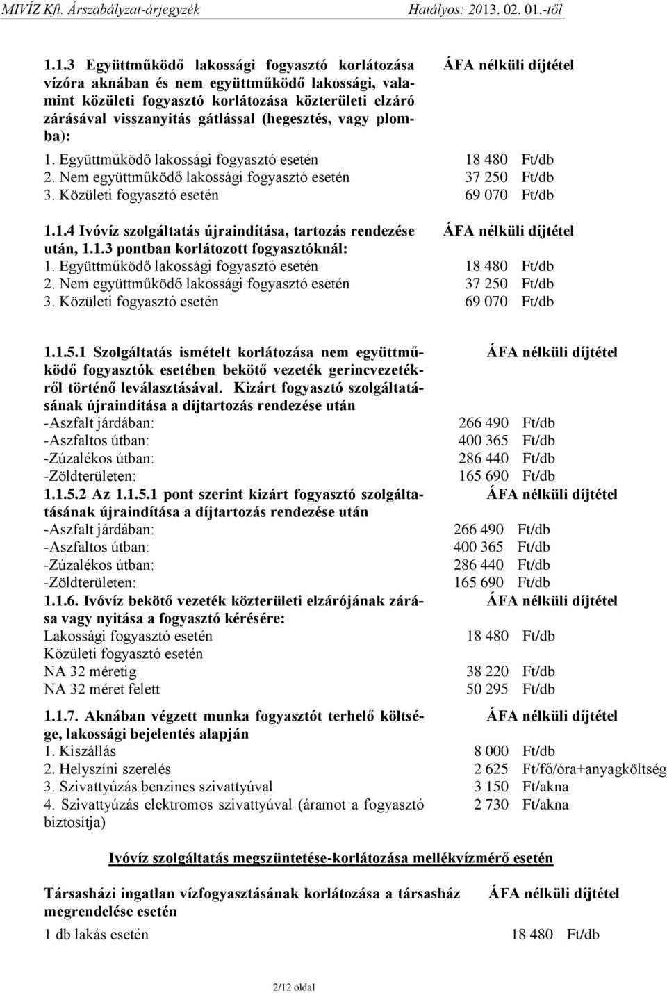 1.3 pontban korlátozott fogyasztóknál: 1. Együttműködő lakossági fogyasztó esetén 2. Nem együttműködő lakossági fogyasztó esetén 3.